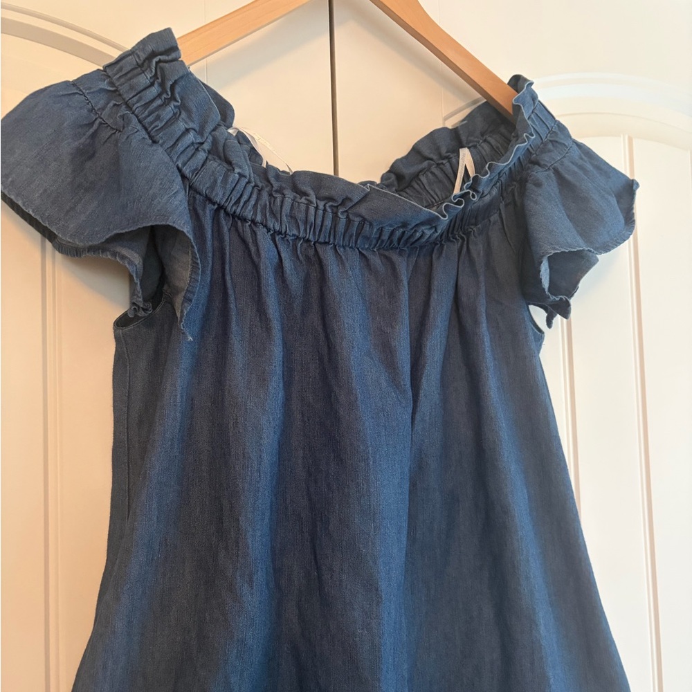 Corey‎ Lynn Calter Anthropologie Off The Shoulder Denim Mini Dress Women's Sz XS - Picture 3 of 10